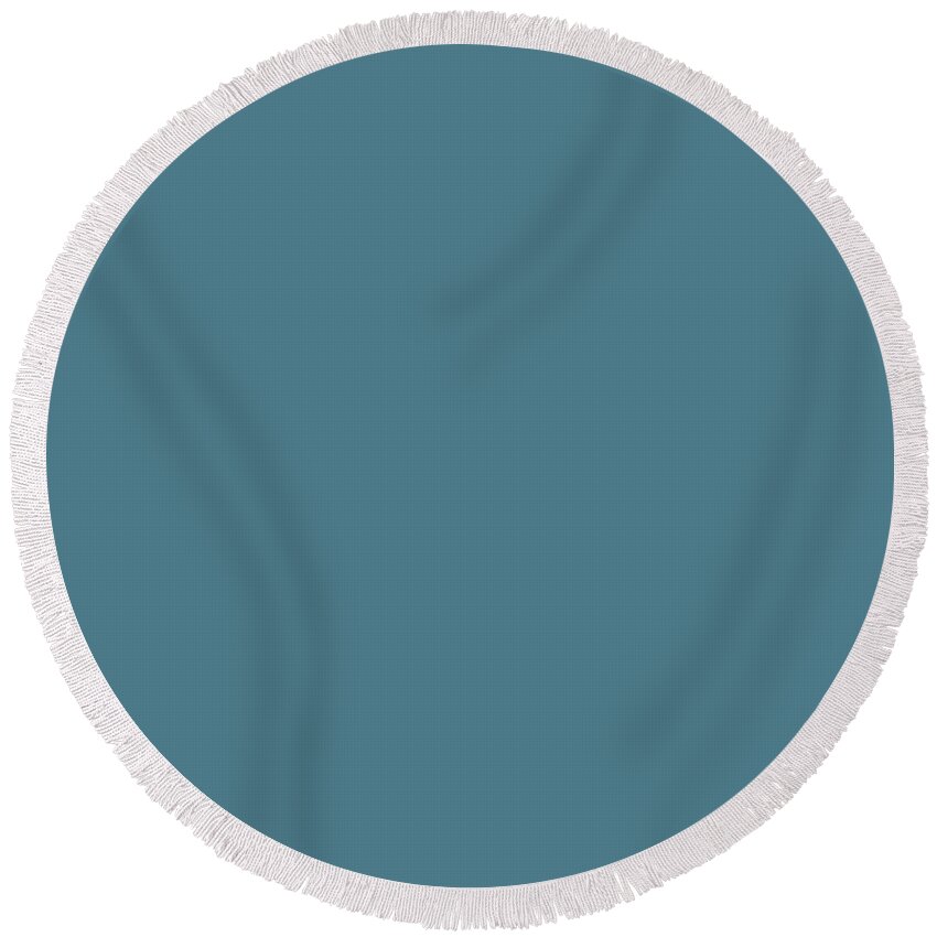 Blue Round Beach Towel featuring the digital art Pratt and Lambert 2019 French Blue 24-12 Solid Color by PIPA Fine Art - Simply Solid
