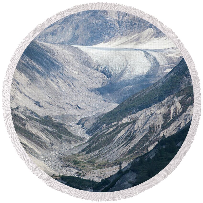 Alaska Round Beach Towel featuring the photograph Queen Inlet Glacier by Timothy Johnson