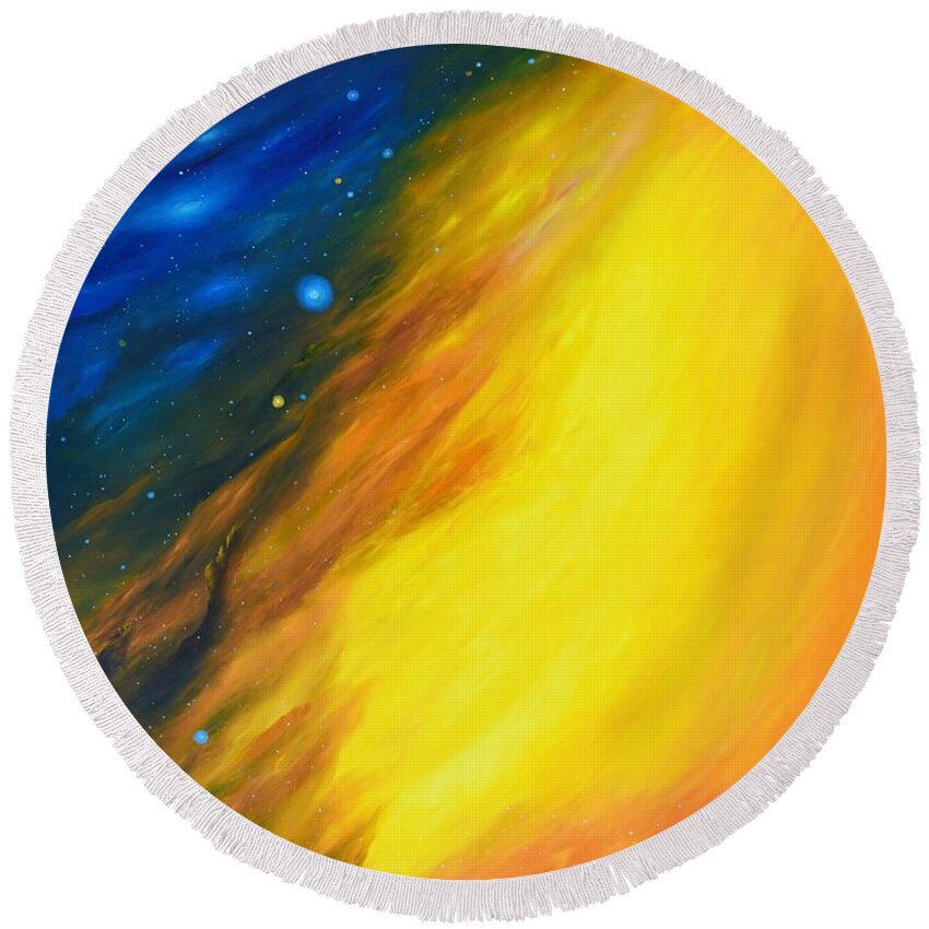 Nebula Round Beach Towel featuring the painting Rainbow Nebula by Torrence Ramsundar