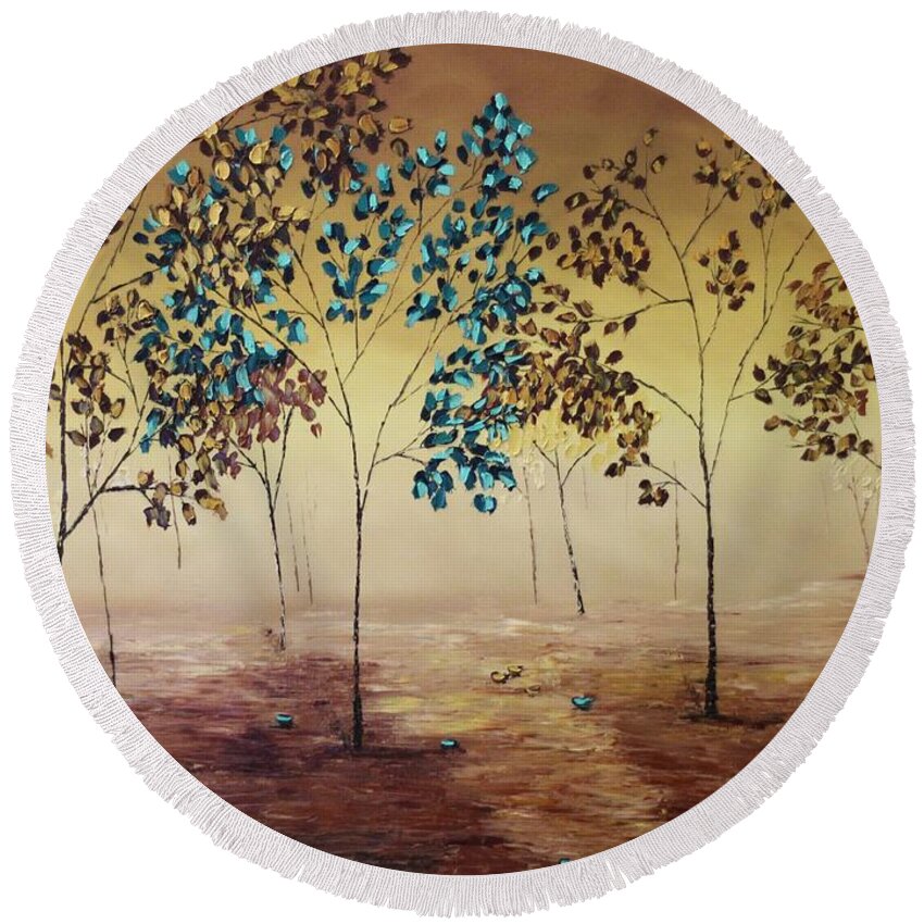 Landscape Round Beach Towel featuring the painting Rebel by Berlynn