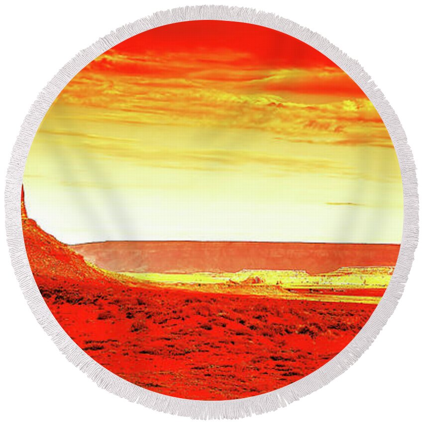 Photographs Round Beach Towel featuring the photograph Red Rocks Of Monument Valley by Felix Lai