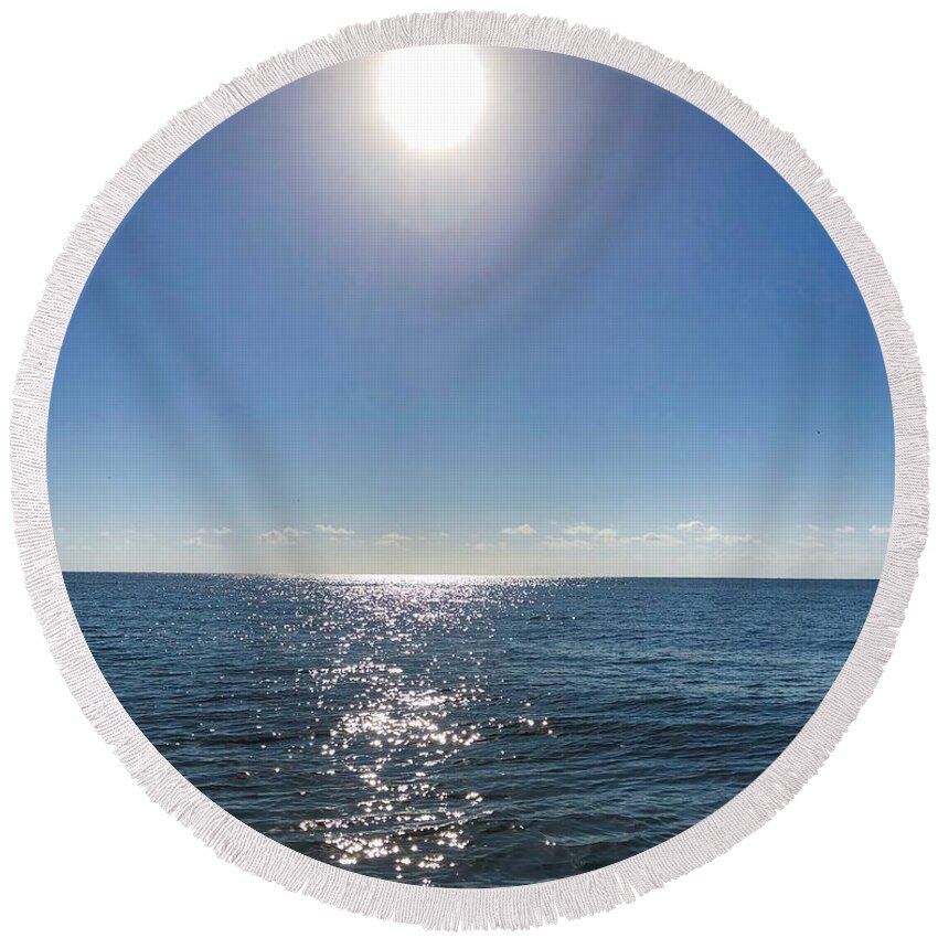 Reflection Round Beach Towel featuring the photograph Reflective Sunrise Over the Atlantic by Dennis Schmidt