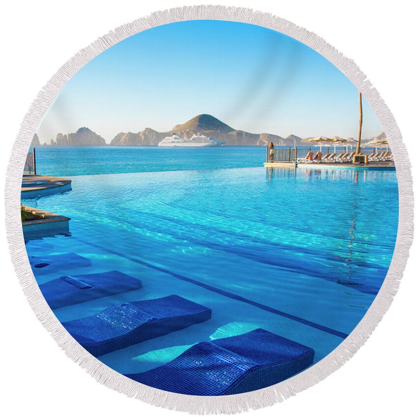 Cabo Round Beach Towel featuring the photograph Resort Living by Bill Cubitt
