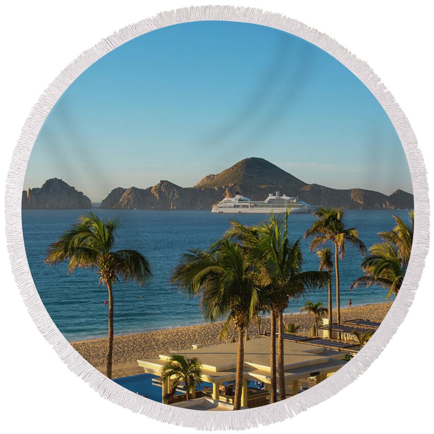 Cabo Round Beach Towel featuring the photograph Resort View by Bill Cubitt