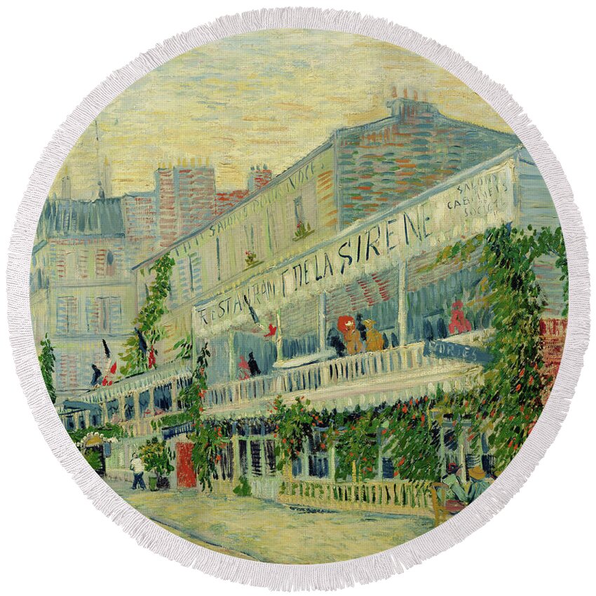 Restaurant Round Beach Towel featuring the painting Restaurant De La Sirene At Asnieres, 1887 By Vincent Van Gogh by Vincent Van Gogh