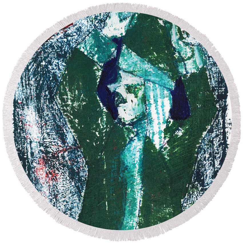 Stravinksy Round Beach Towel featuring the painting Rite of Spring 23 by Edgeworth Johnstone