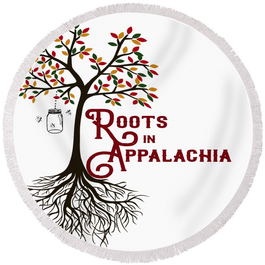 Roots In Appalachia Round Beach Towel featuring the digital art Roots in Appalachia Lightning Bugs by Heather Applegate
