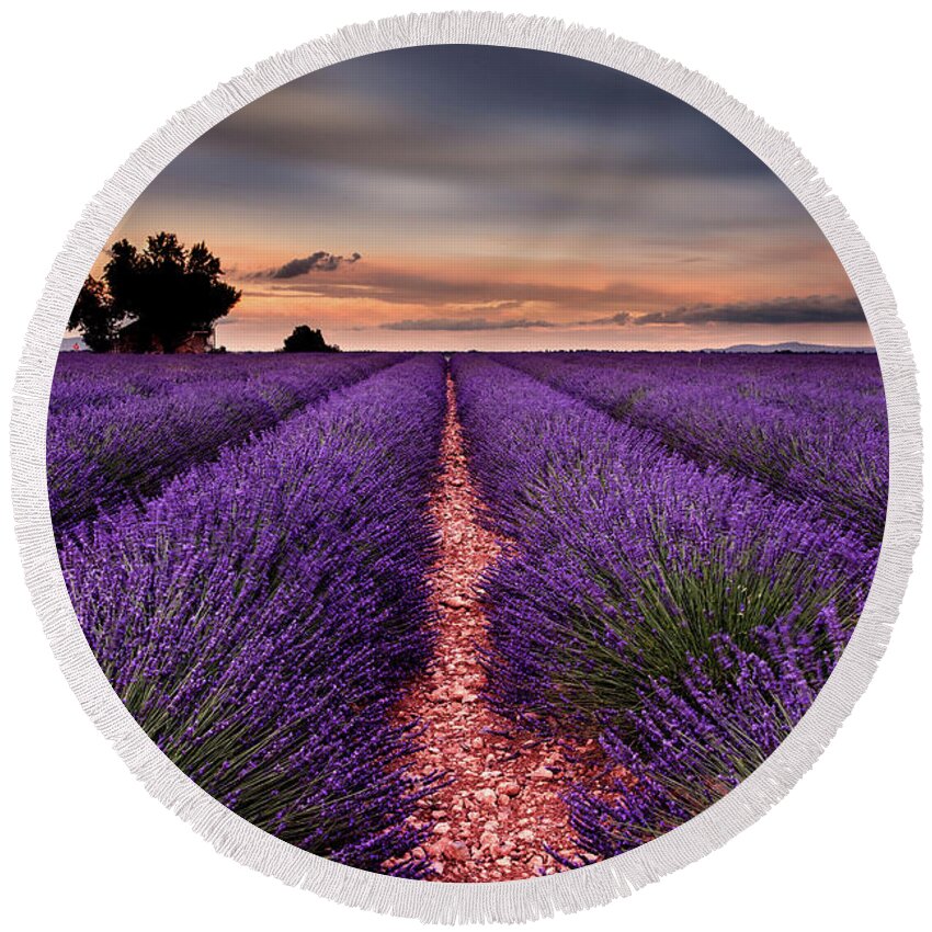 Landscape Round Beach Towel featuring the photograph Rows of happiness by Jorge Maia