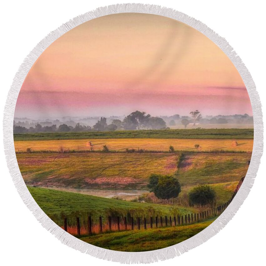 Farm Round Beach Towel featuring the photograph Rural Landscape by Jack Wilson