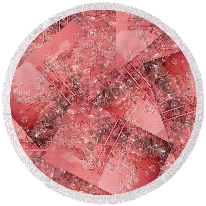 Downloadable Art Round Beach Towel featuring the mixed media Russet Bubbles by Paula Ayers