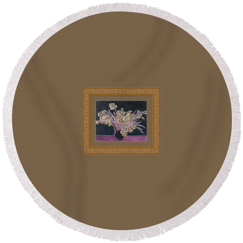  Round Beach Towel featuring the digital art Rustic Collection by David Bridburg