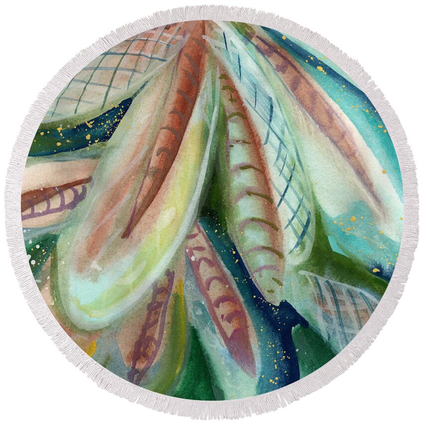 Sacred Round Beach Towel featuring the painting Sacred Grove by Sheri Jo Posselt