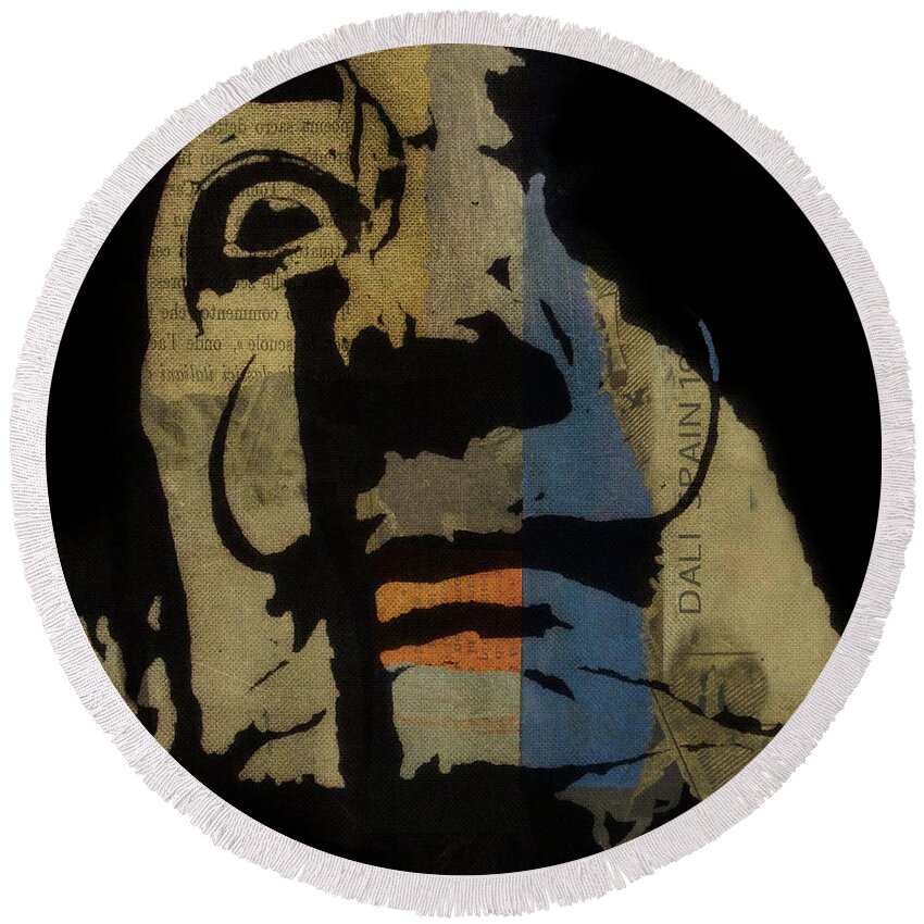 Dali Round Beach Towel featuring the mixed media Salvador Dali by Paul Lovering
