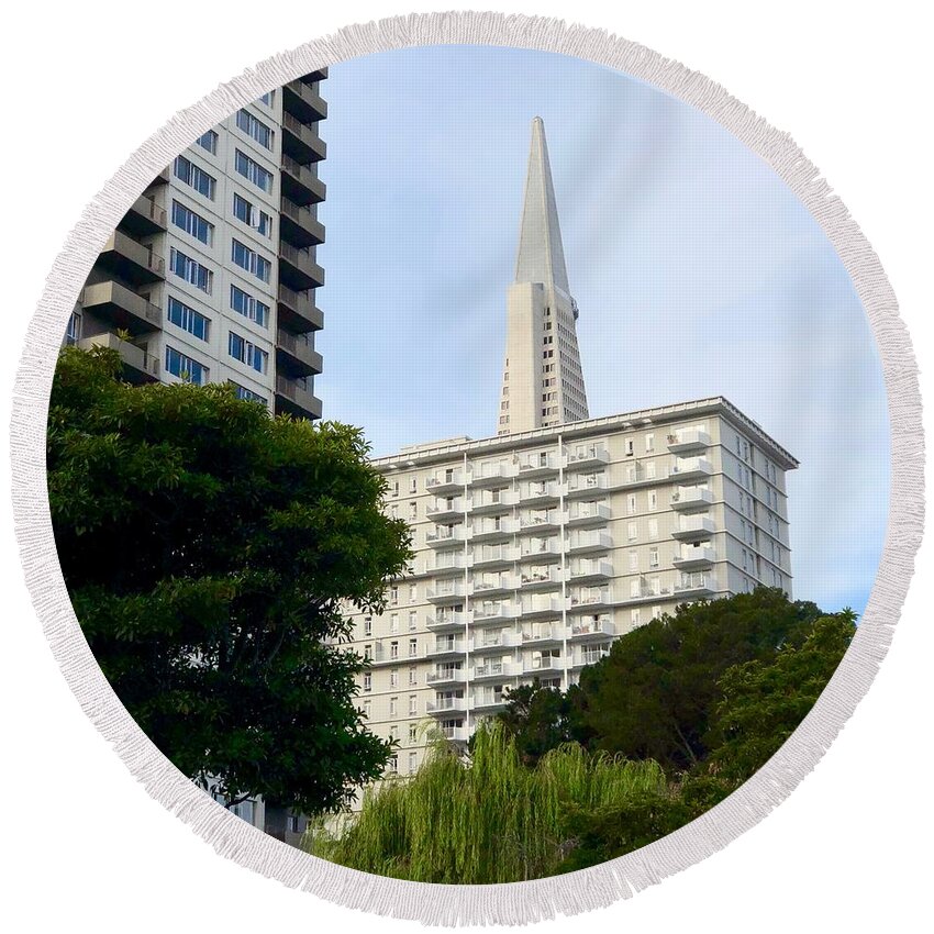 Transamerica Round Beach Towel featuring the photograph San Francisco Pyramid by Dan Twomey