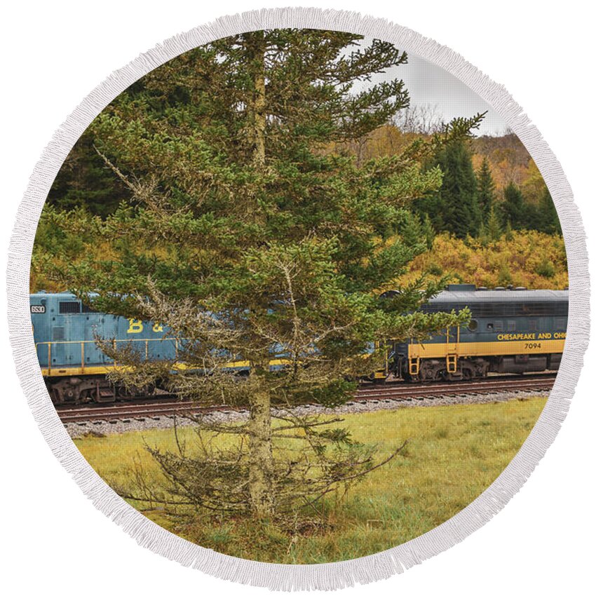 Scenic Round Beach Towel featuring the photograph Scenic Train by Michelle Wittensoldner