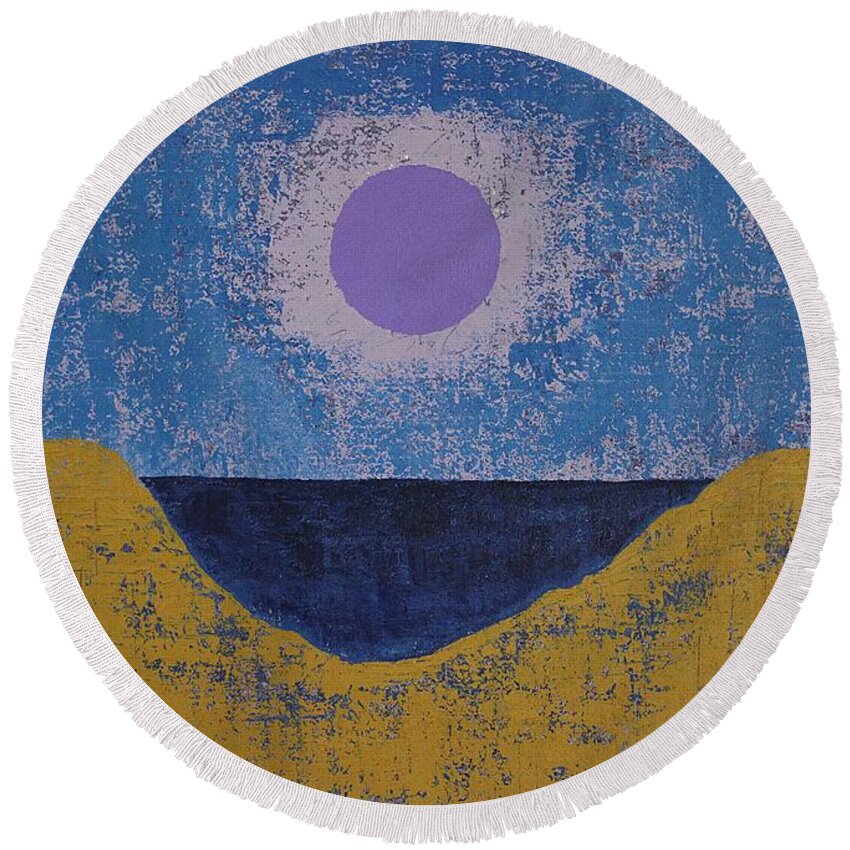 Dune Round Beach Towel featuring the painting Sea Dunes original painting by Sol Luckman