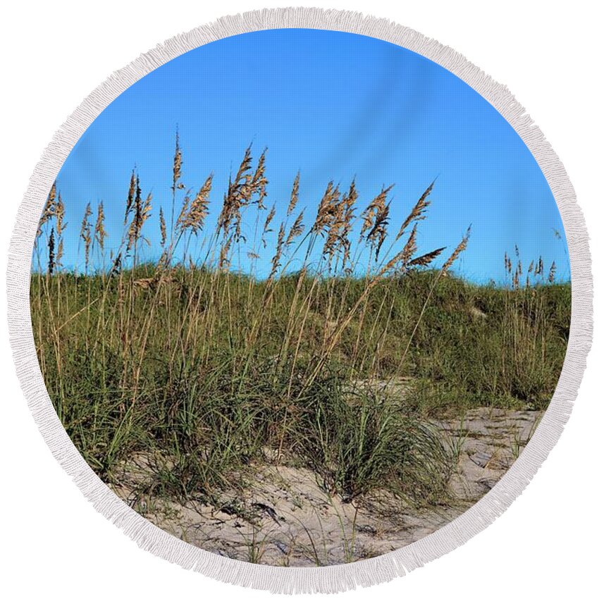 Florida Round Beach Towel featuring the photograph Sea Oat Dune by T Lynn Dodsworth