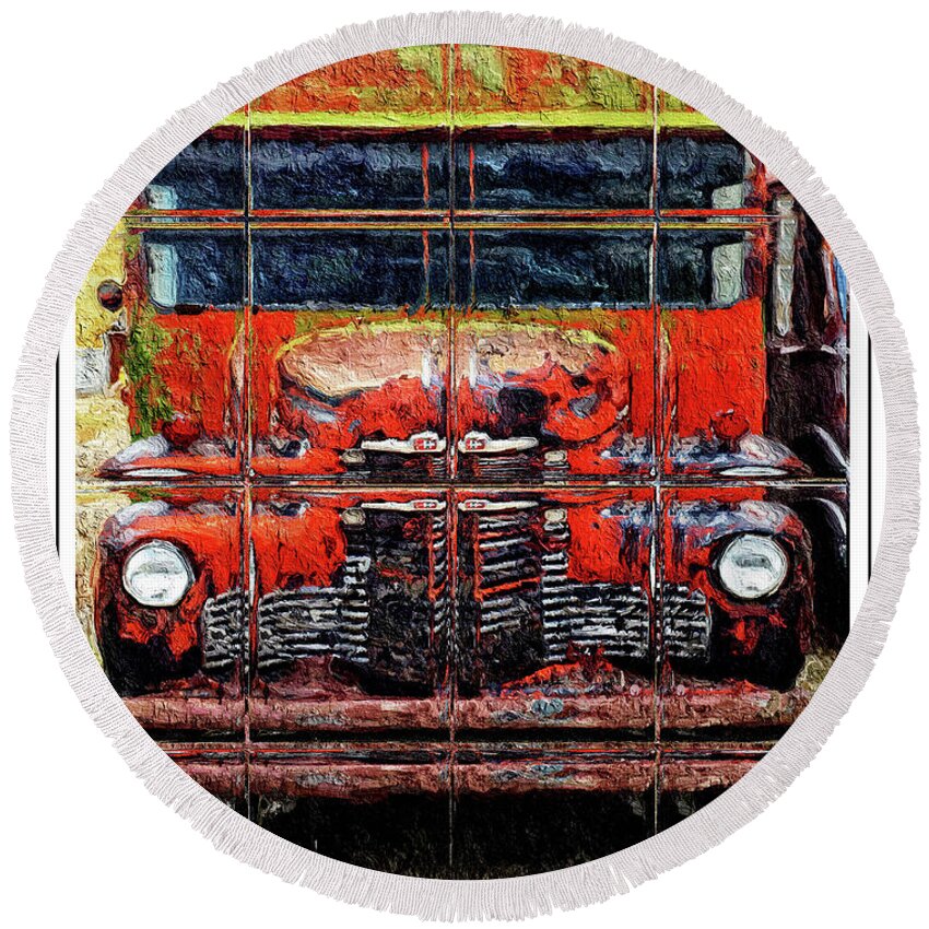 Delivery Truck Round Beach Towel featuring the photograph Segmented Truck by Peggy Dietz