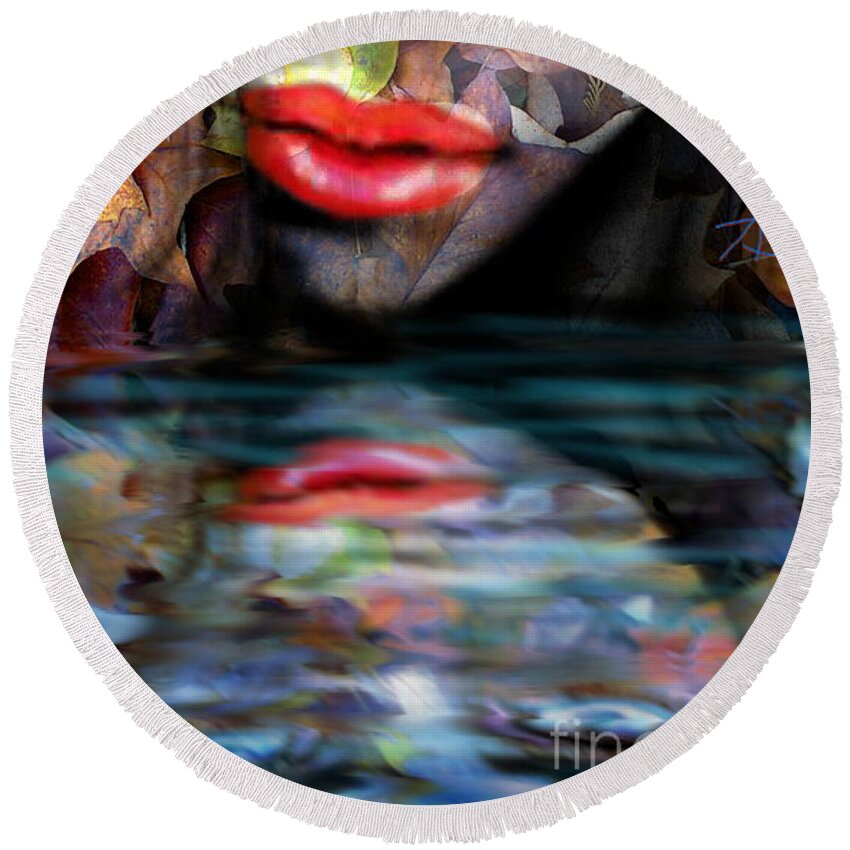 Angie Braun Round Beach Towel featuring the painting Sensual Eyes Autumn Water by Angie Braun
