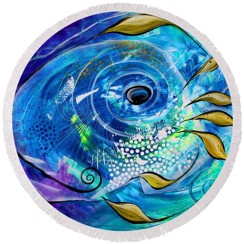Fish Round Beach Towel featuring the painting Sentimental by J Vincent Scarpace