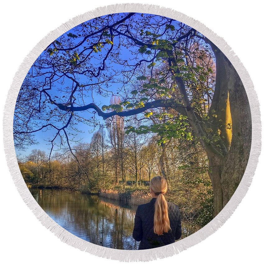 Duesseldorf Round Beach Towel featuring the photograph Serene by Richard Cummings