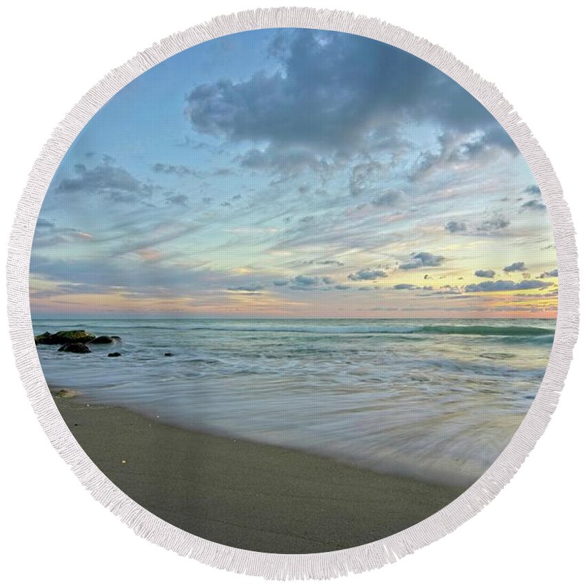 Seascape Round Beach Towel featuring the photograph Serene Seascape 2 by Steve DaPonte