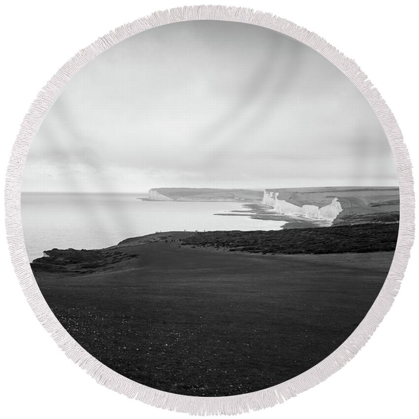 Seven Sisters Round Beach Towel featuring the photograph Seven Sisters white cliffs by Perry Rodriguez