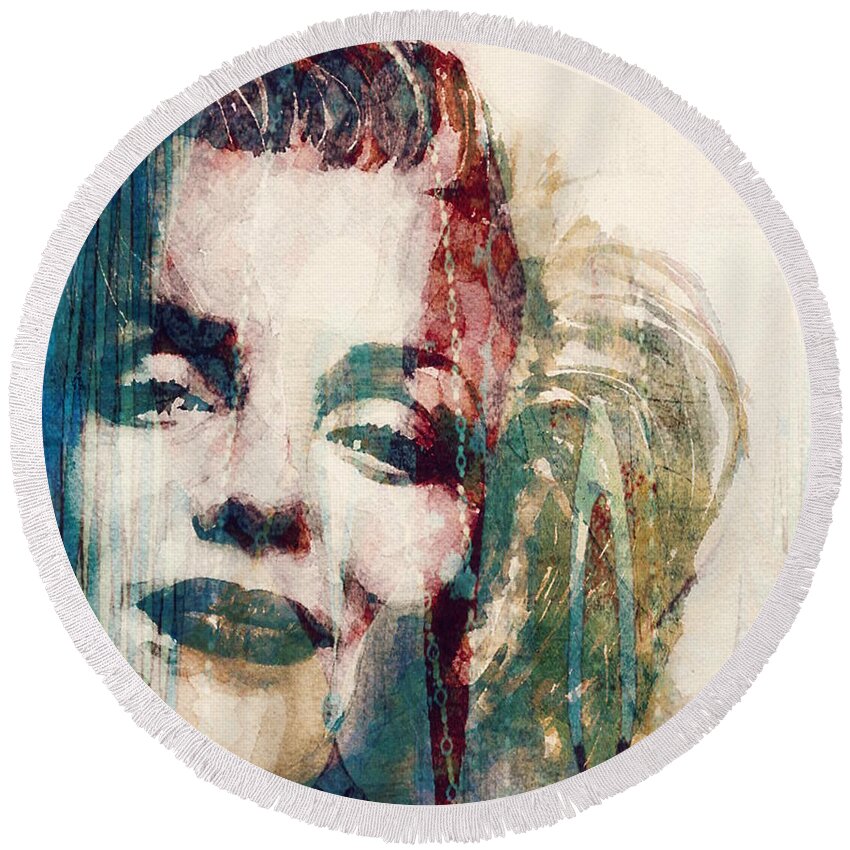 Marilyn Monroe Round Beach Towel featuring the mixed media She's Always A Women To Me by Paul Lovering