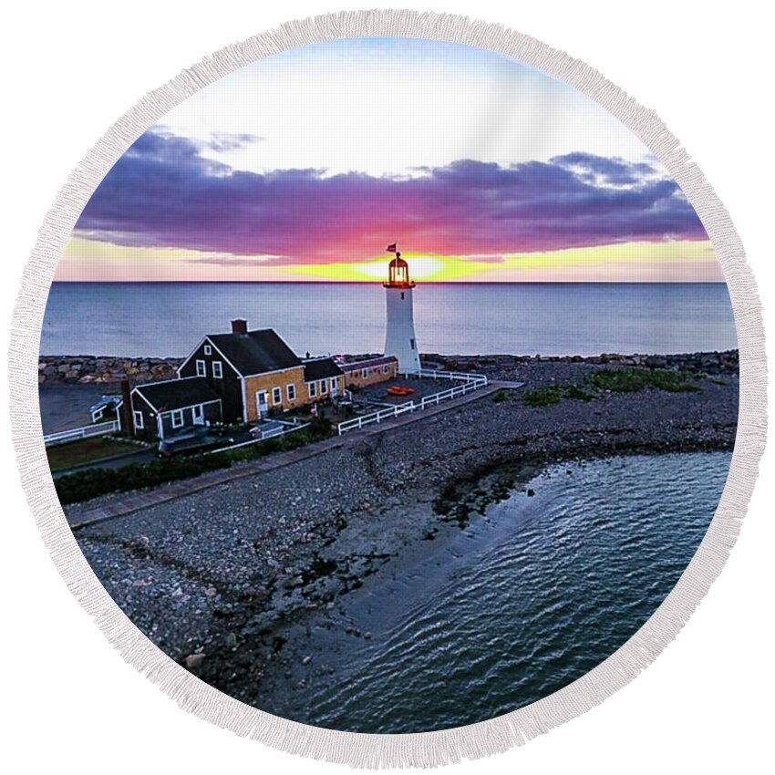 Lighthouse Round Beach Towel featuring the photograph Shine Through by William Bretton