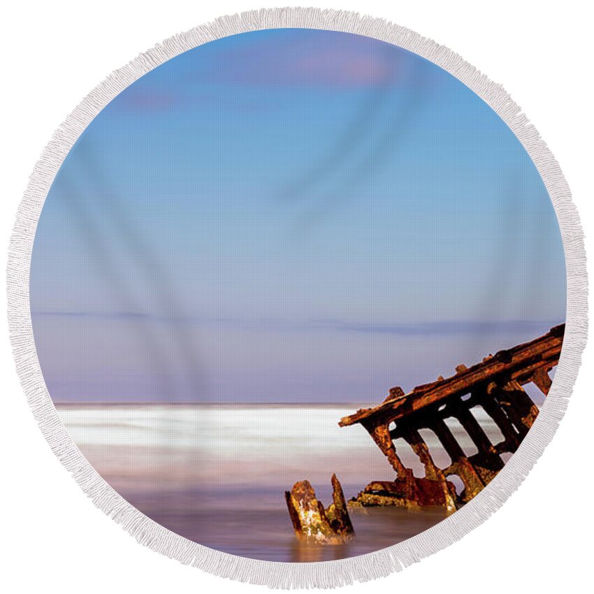 Ship Round Beach Towel featuring the photograph Ship Wreck by Dheeraj Mutha