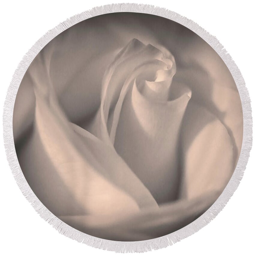 Photograph Round Beach Towel featuring the photograph Silky Pastel Rose by Pheasant Run Gallery