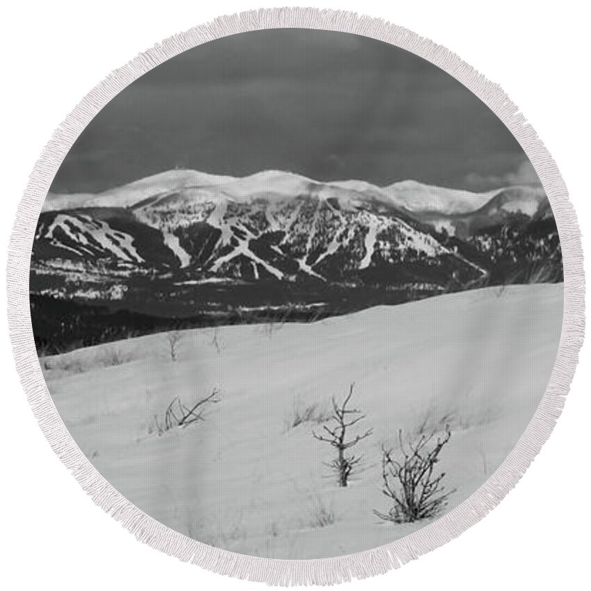 Ski Round Beach Towel featuring the photograph Ski Big Mountain by Whispering Peaks Photography
