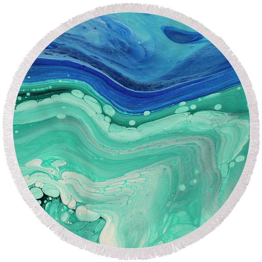 Abstract Round Beach Towel featuring the painting Sky And Water by Darice Machel McGuire
