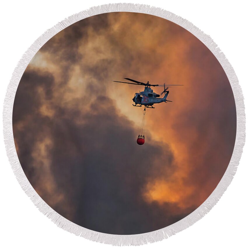 Bell Ah-1z Viper Round Beach Towel featuring the photograph Sky Fire by American Landscapes