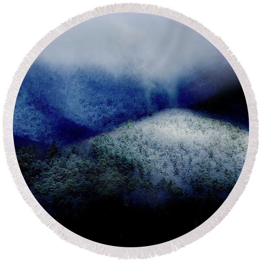 Smoky Mountains Round Beach Towel featuring the photograph Smoky Mountain Abstract by Mike Eingle