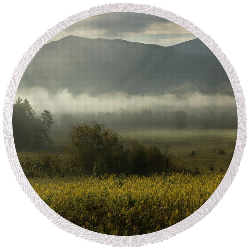 Sunrise Round Beach Towel featuring the photograph Smoky Mountain October 2 by Mike Eingle