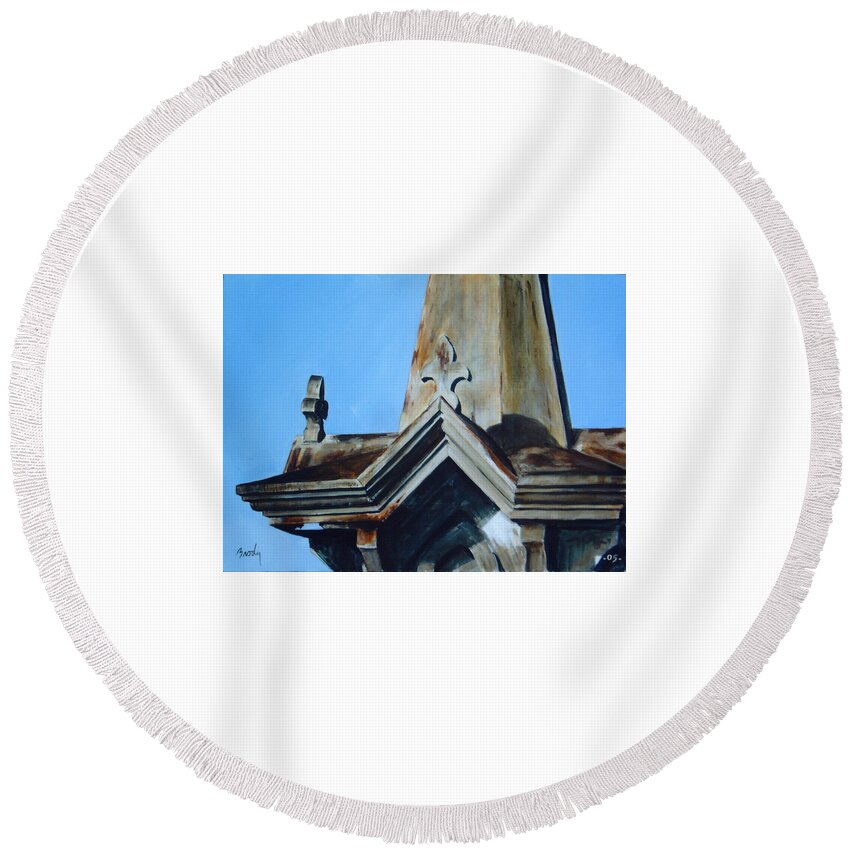 Clinton Valley Center Round Beach Towel featuring the painting Solitaire by William Brody