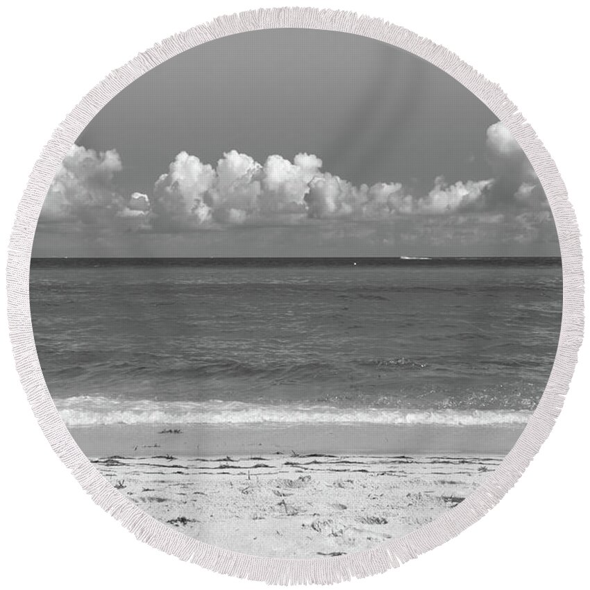 Beach Round Beach Towel featuring the photograph Solitude by Alison Frank
