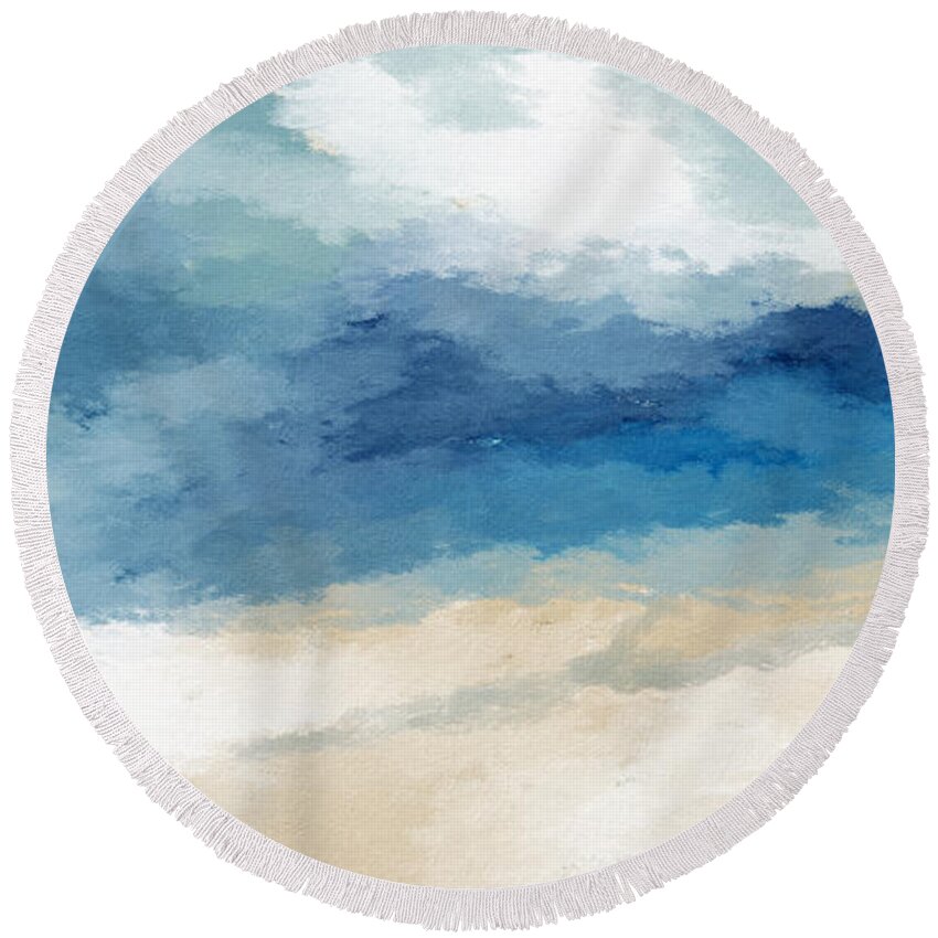 Coastal Round Beach Towel featuring the mixed media Soothing Memory- Art by Linda Woods by Linda Woods