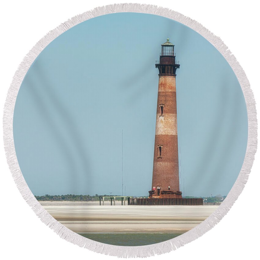 Morris Island Lighthouse Round Beach Towel featuring the photograph Southern Sand - Morris Island Lighthouse by Dale Powell