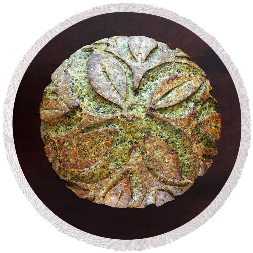 Bread Round Beach Towel featuring the photograph Spicy Spinach Sourdough by Amy E Fraser