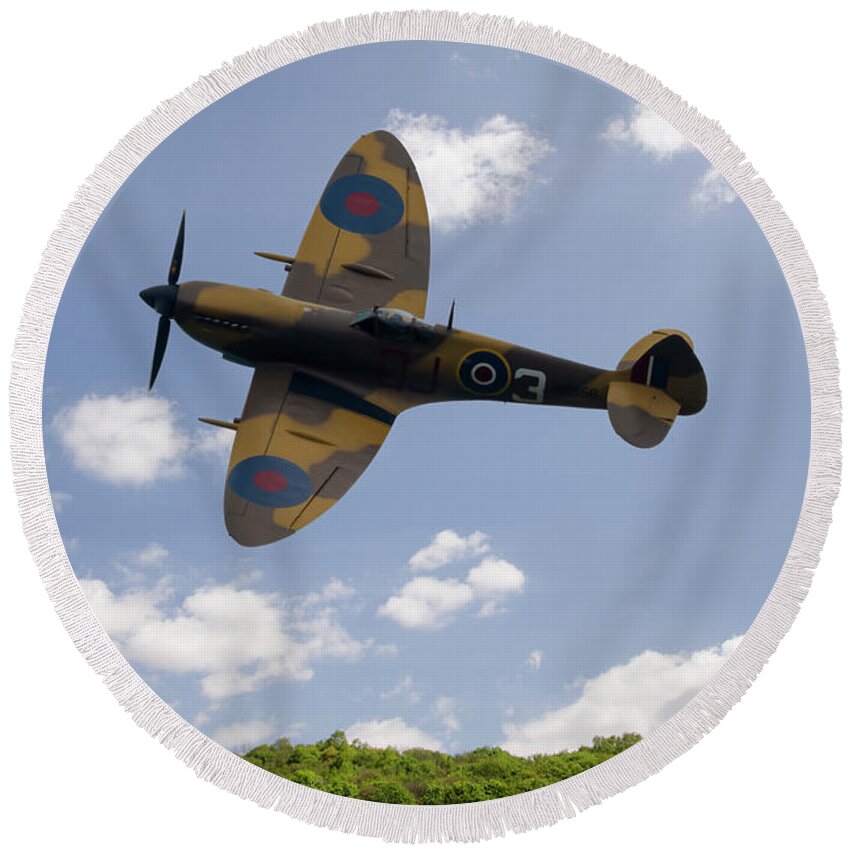 Spitfire Round Beach Towel featuring the photograph Spitfire MK356 by Steev Stamford