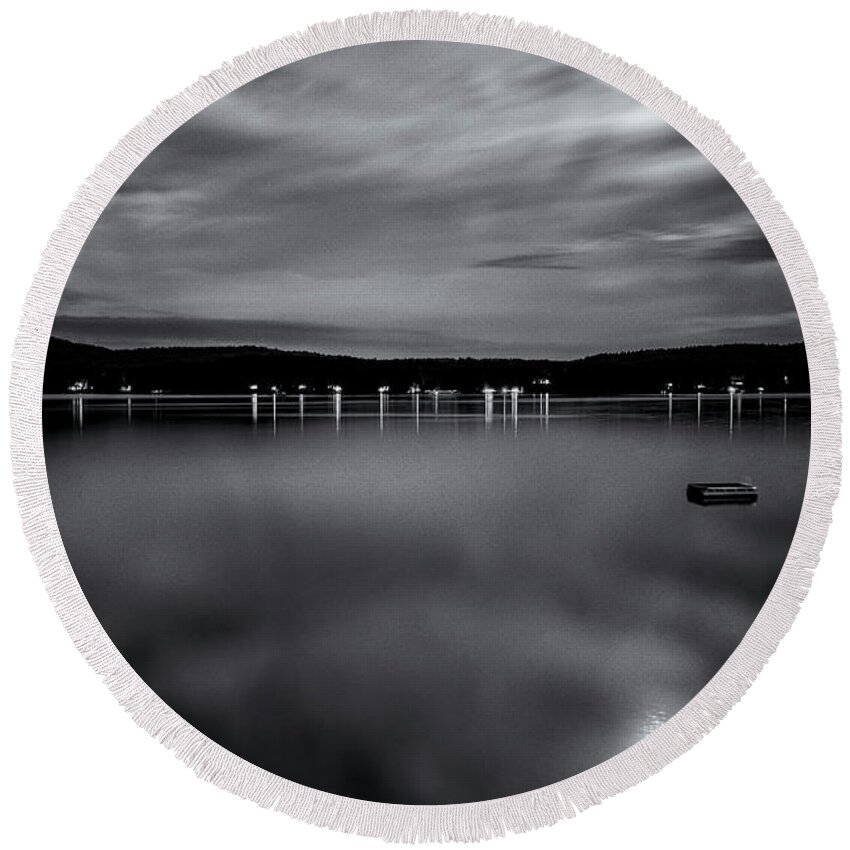 Spofford Lake New Hampshire Round Beach Towel featuring the photograph Spofford Lake Moon by Tom Singleton