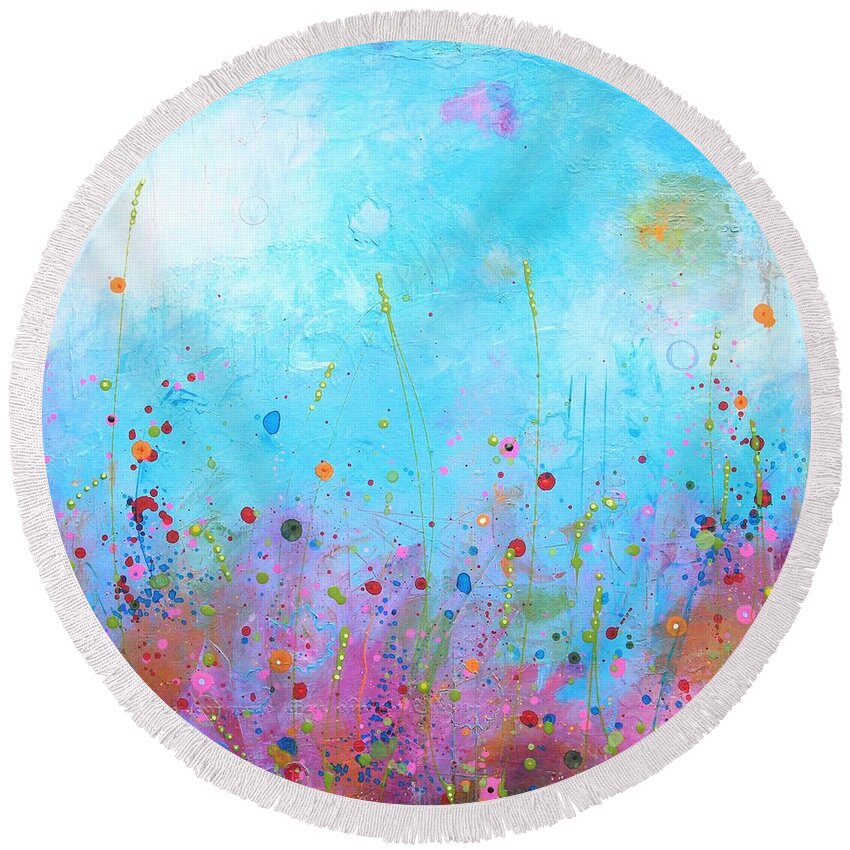 Acrylic Round Beach Towel featuring the painting Spring Fling by Brenda O'Quin