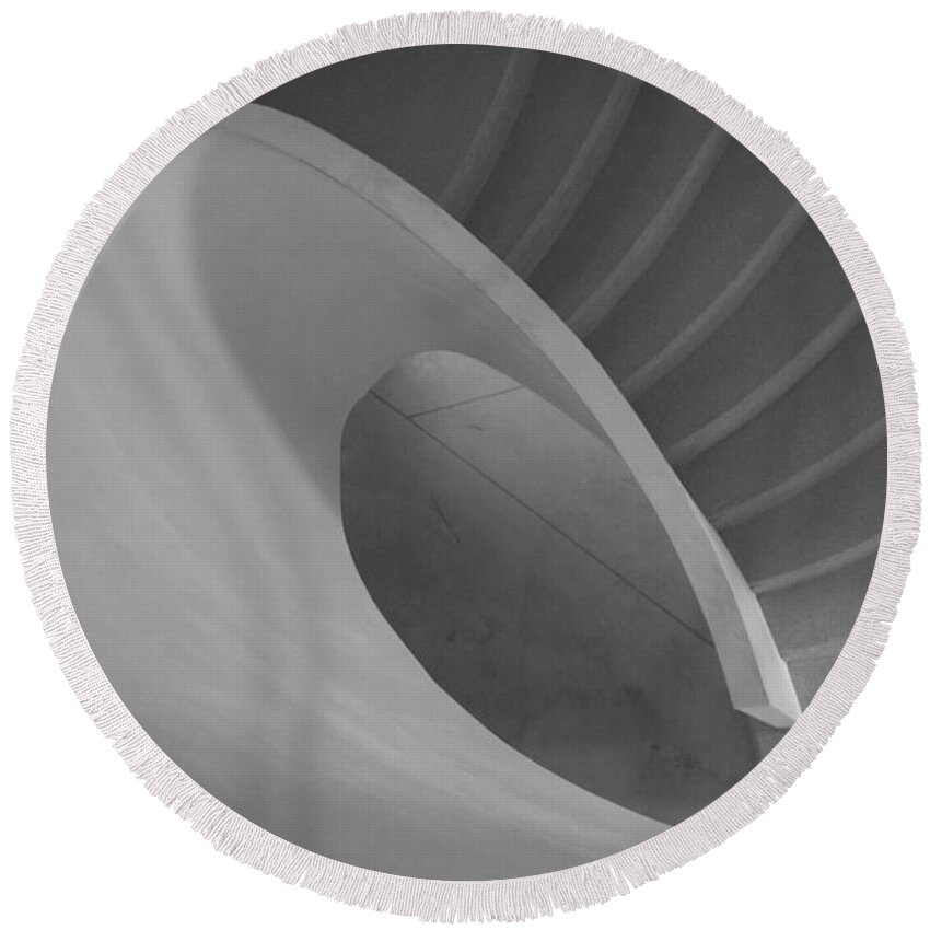 Spiral Round Beach Towel featuring the photograph Stairs by Martin Vorel Minimalist Photography