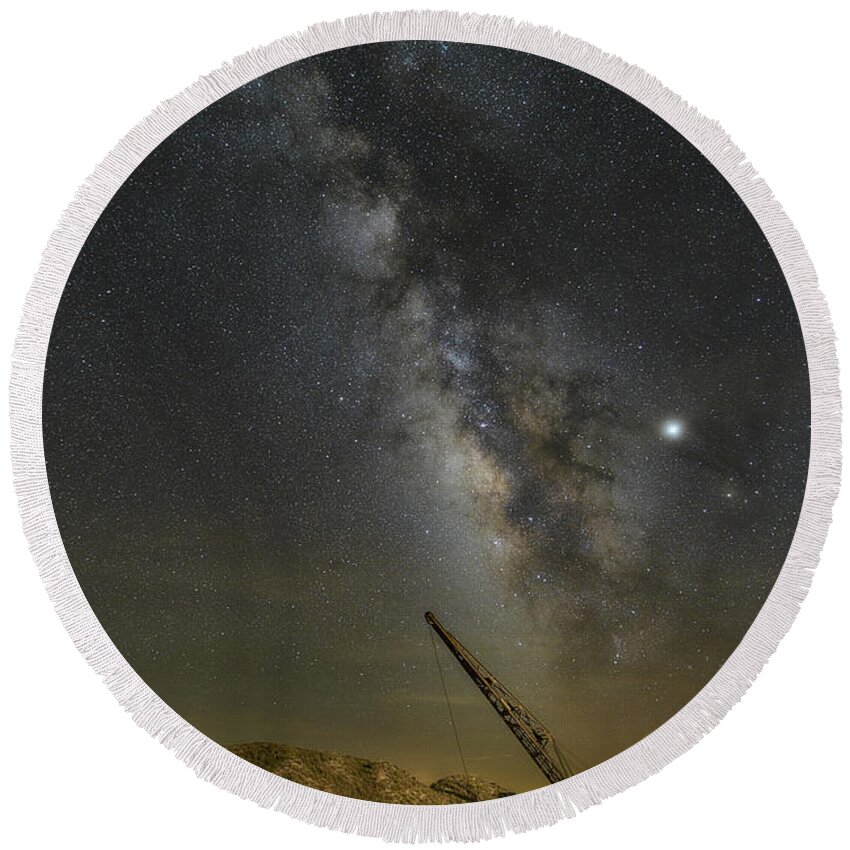 Milky Way Round Beach Towel featuring the photograph Star Digger 2 by James Clinich