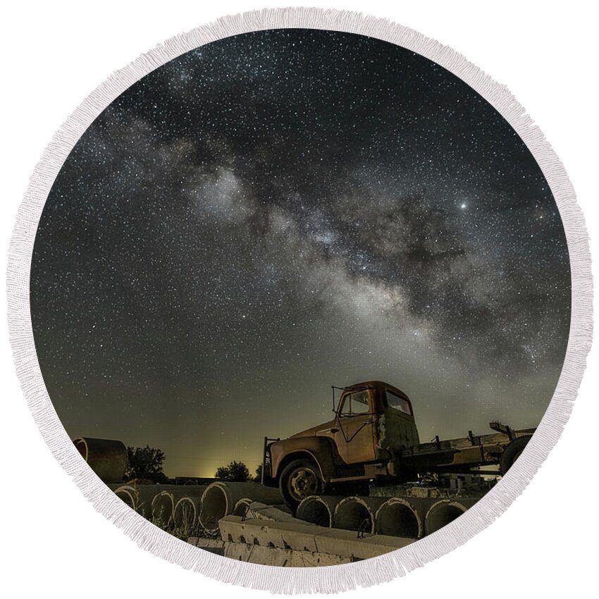 Milky Way Round Beach Towel featuring the photograph Star Truck 1 by James Clinich