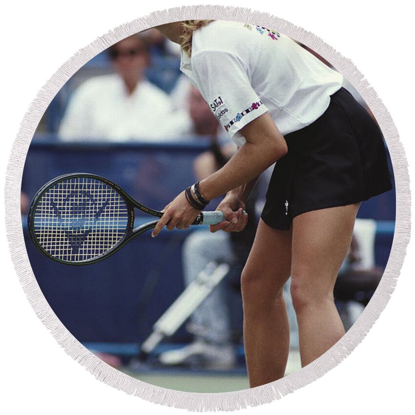 Athlete Round Beach Towel featuring the photograph Steffi Graf by Mark D. Phillips