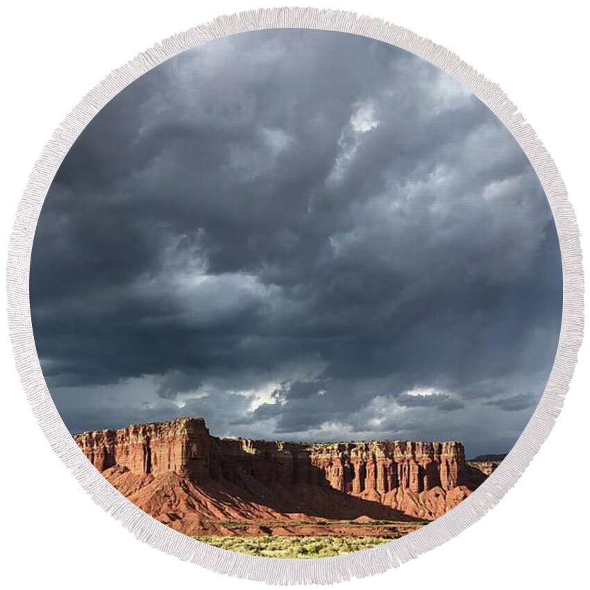 Utah Scenery Round Beach Towel featuring the photograph Storm by Michele Myers