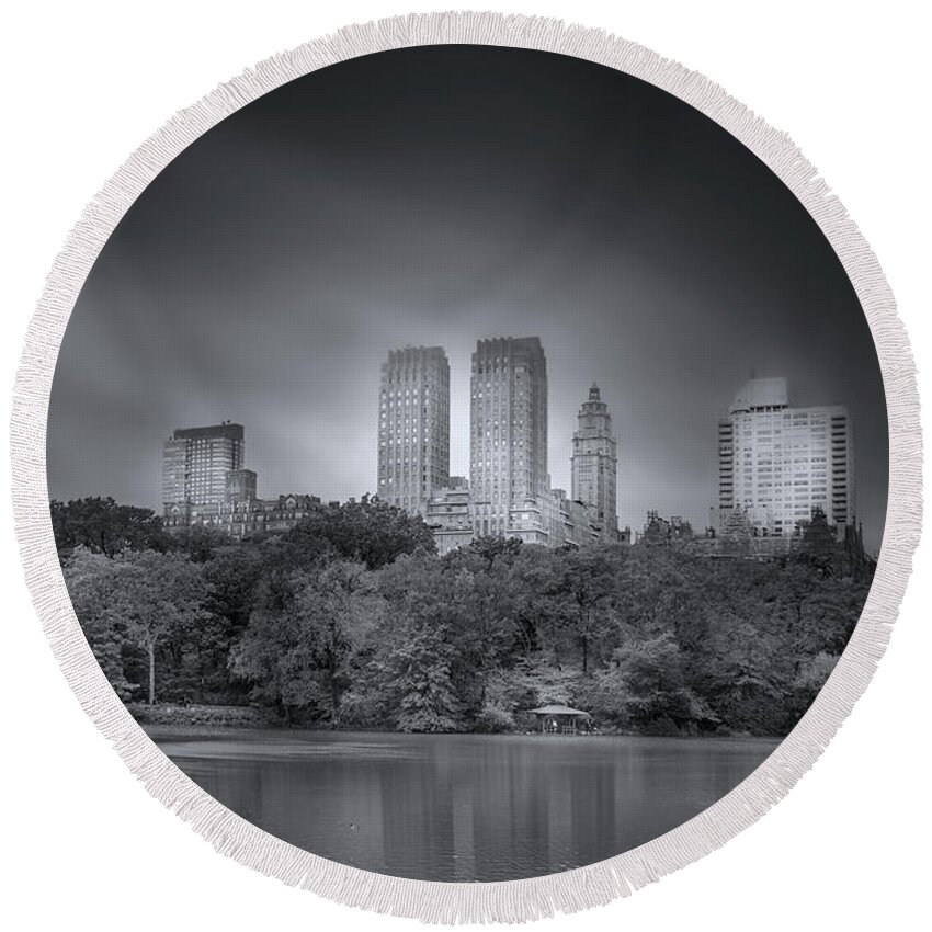New York City Round Beach Towel featuring the photograph Storms in Central Park by Mark Andrew Thomas